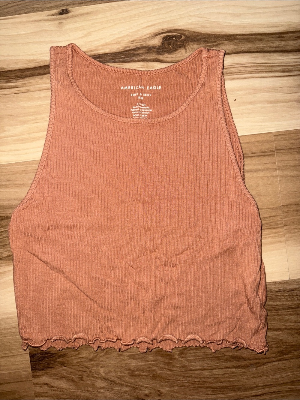American Eagle Outfitters Ribbed Cropped Tank Top - Burnt Orange